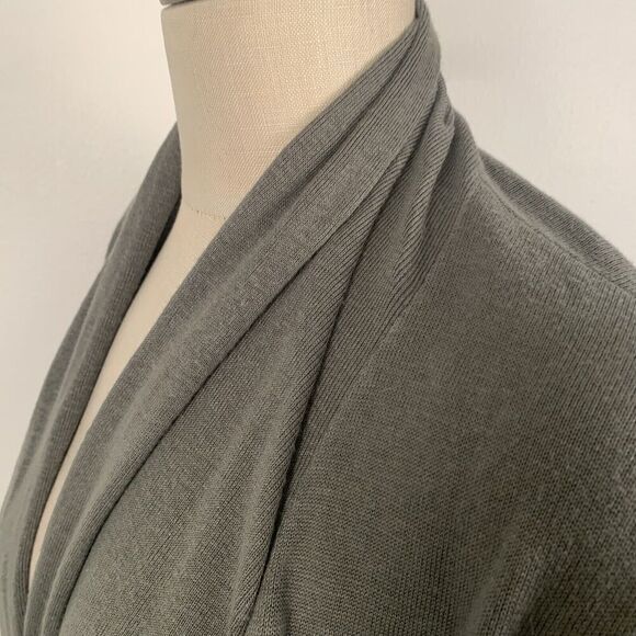 Talbots Olive Green Linen Viscose Blend Open Front Cardigan Size Small - Picture 2 of 6